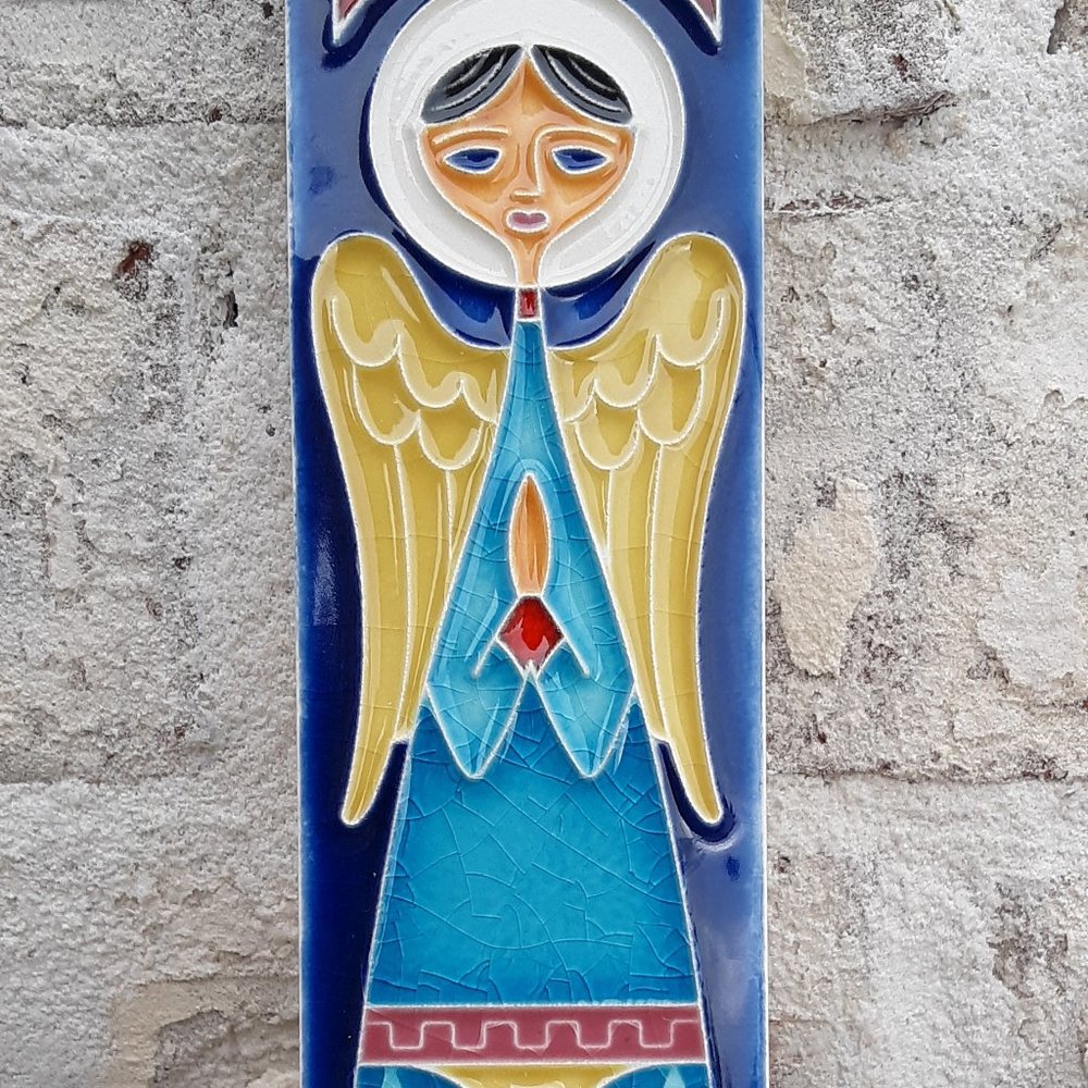 HAND MADE CERAMIC ANGEL WALL TILE ITALY NWOT